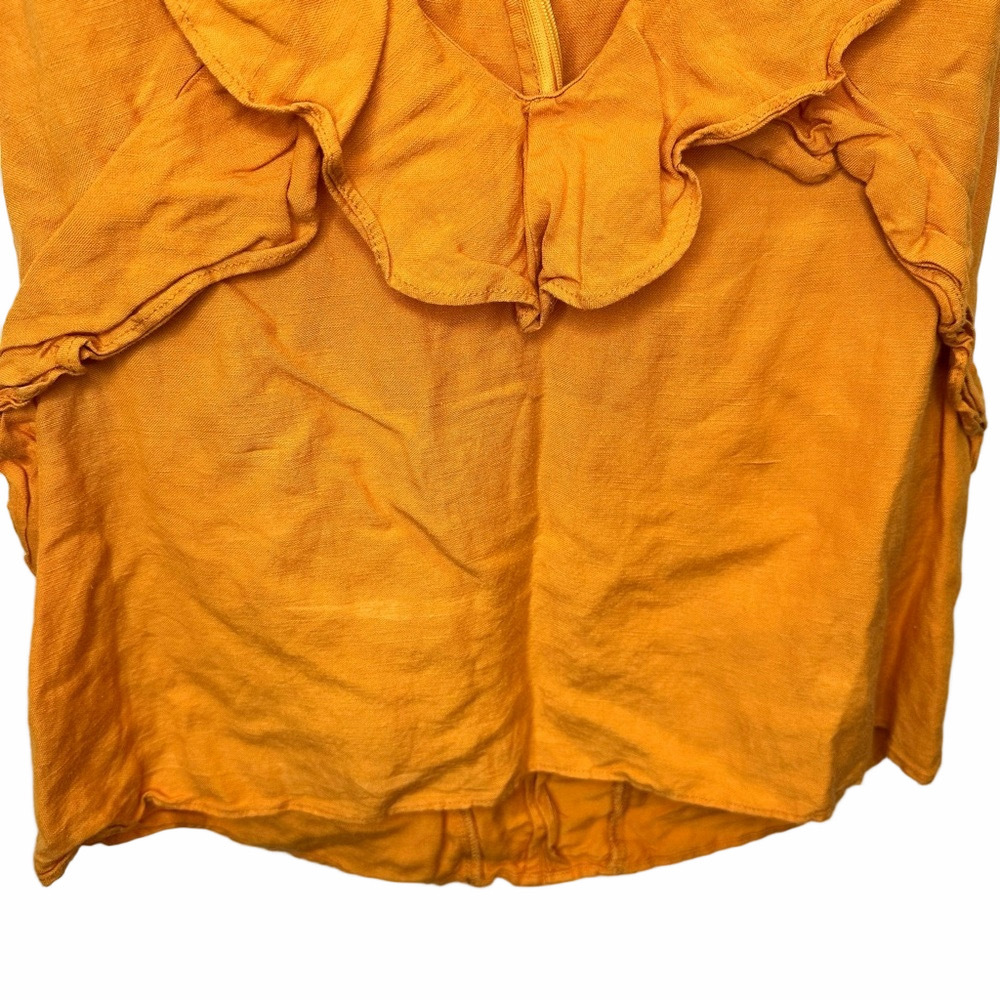 215. Marissa Webb Ditsy Ruffle Top Orange Size 8 - Picture 7 of 14